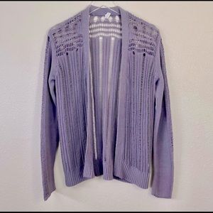 GAP purple crochet open knit cardigan, size M